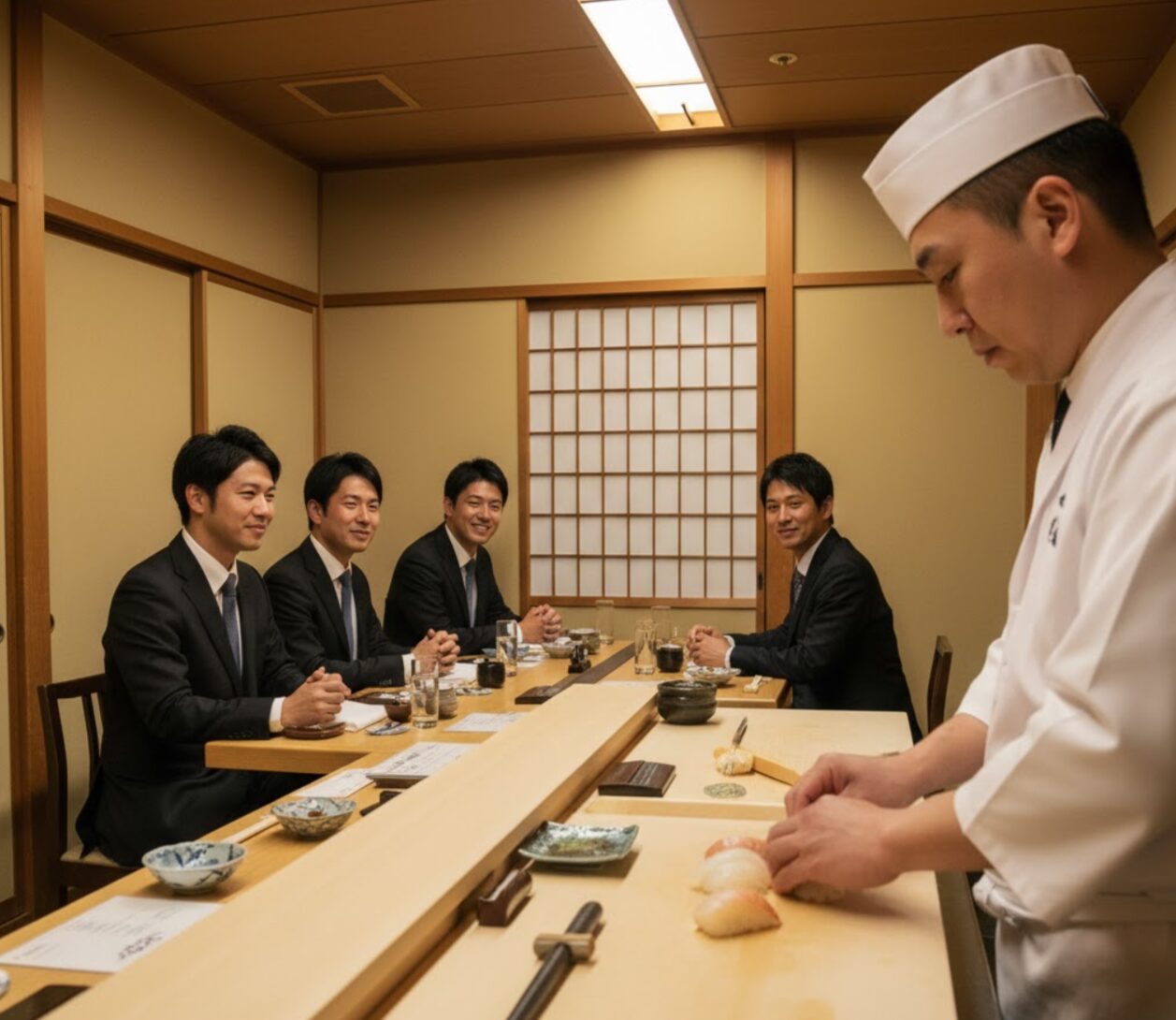 寿司職人が目の前で握る、プライベートな高級個室カウンター。